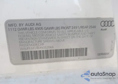 2013 Audi A4 2.0T Premium z USA, uszkodzony, nr VIN WAUFFAFL4DN032066